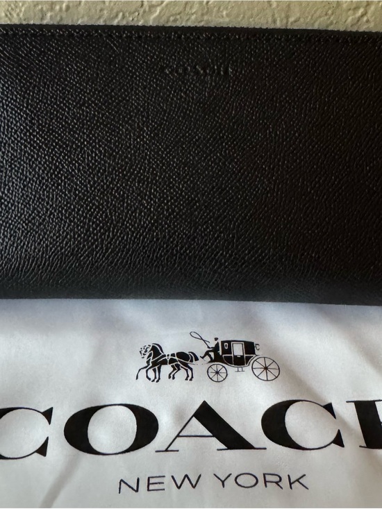 Coach Handbags - Coach Black Zip-Around Leather Wallet with Brass Zipper